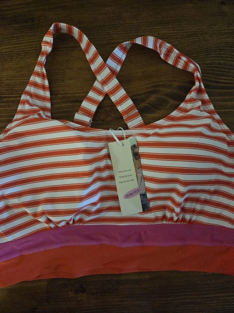 Orange And Pink Striped Bikini